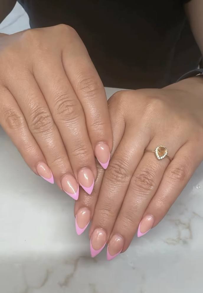 Almond nails with soft pink French tips